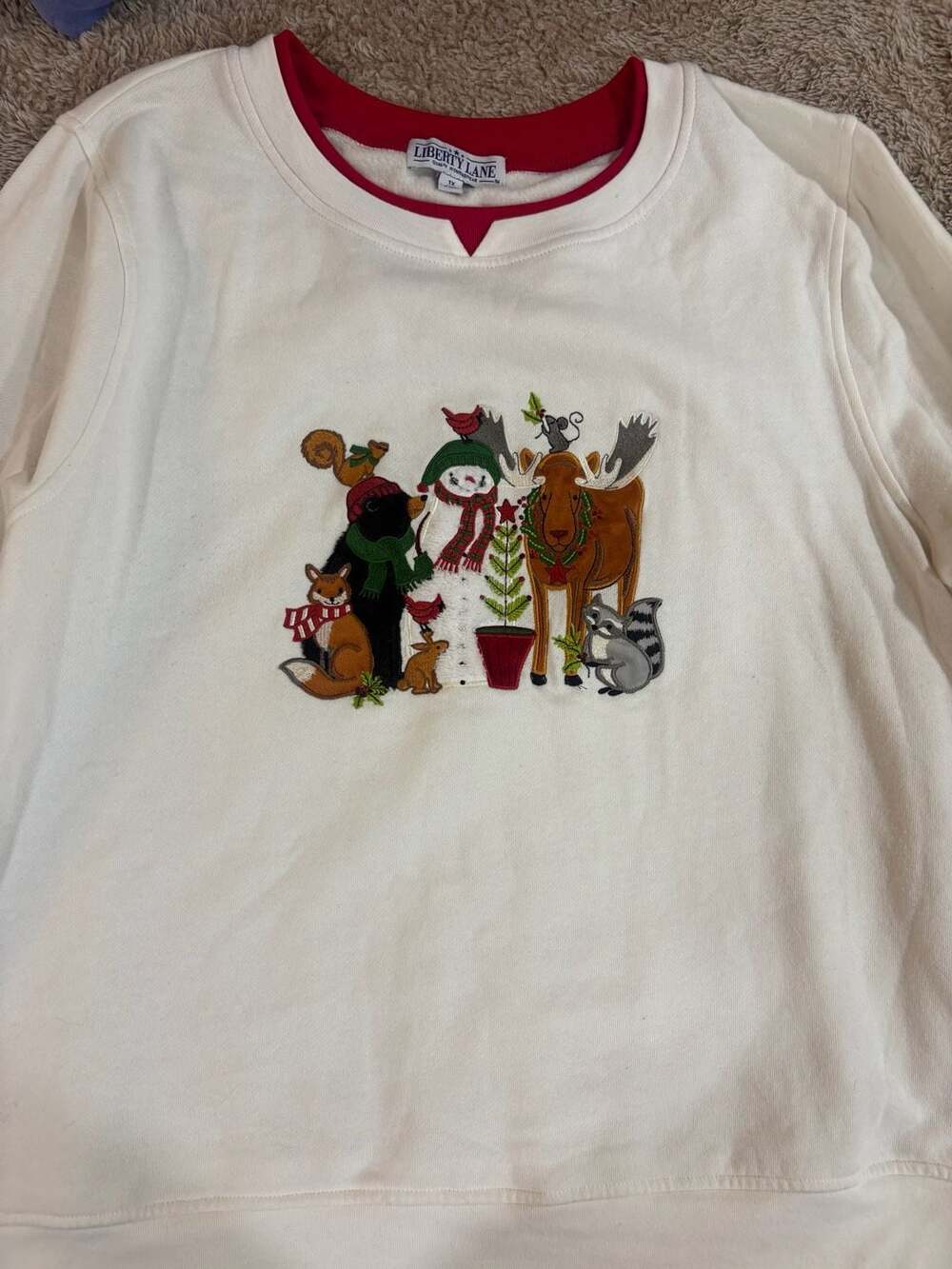 Liberty Lane Woodland Animal Christmas Embroidered Sweatshirt